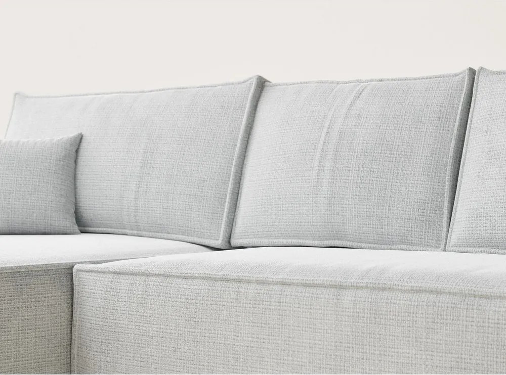 Светлосив шенилов сгъваем/с място за съхранение ъглов диван (ляв ъгъл) Maze – Maison de Rêve