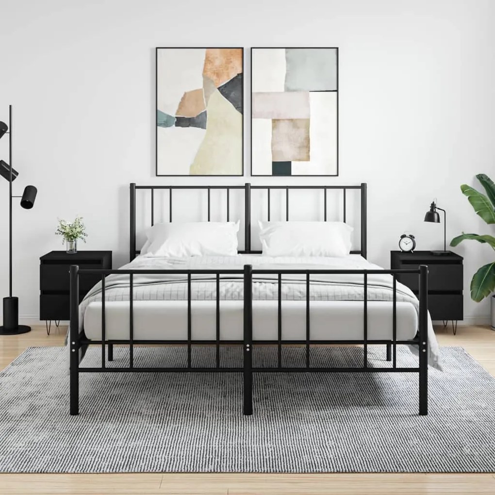 826879 vidaXL Нощни шкафчета, 2 бр, черни, 40x35x50 см, инженерно дърво