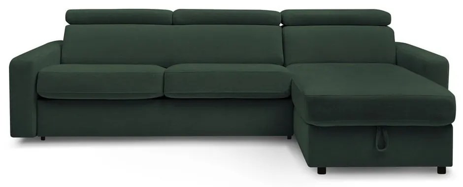 Тъмнозелен разтегателен ъглов диван (променлив) Monaco – Bobochic Paris