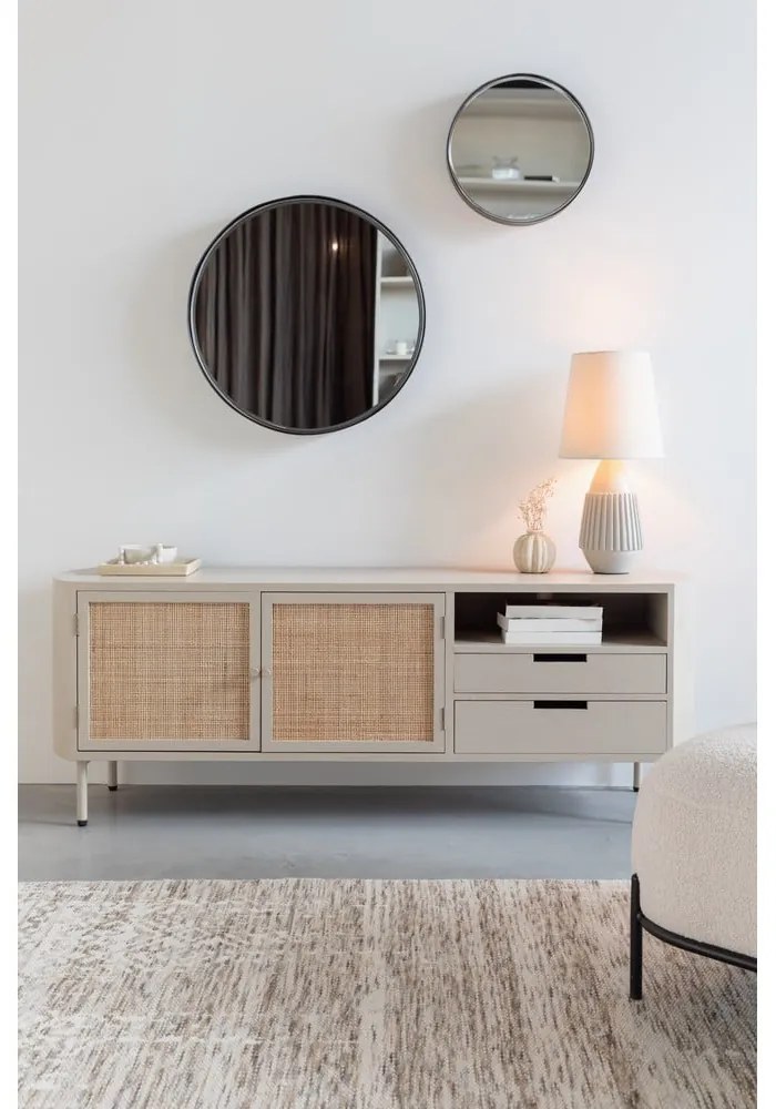 Кремава ратанова маса за телевизор 150x55 cm Amaya - White Label