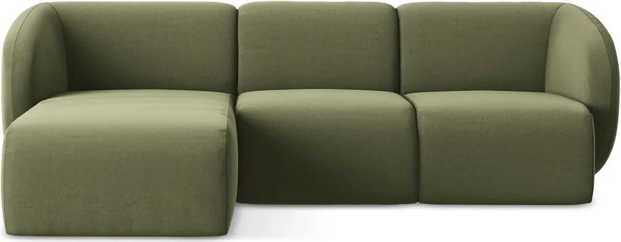 Зелен кадифен ъглов диван (ляв ъгъл) Lani – Makamii