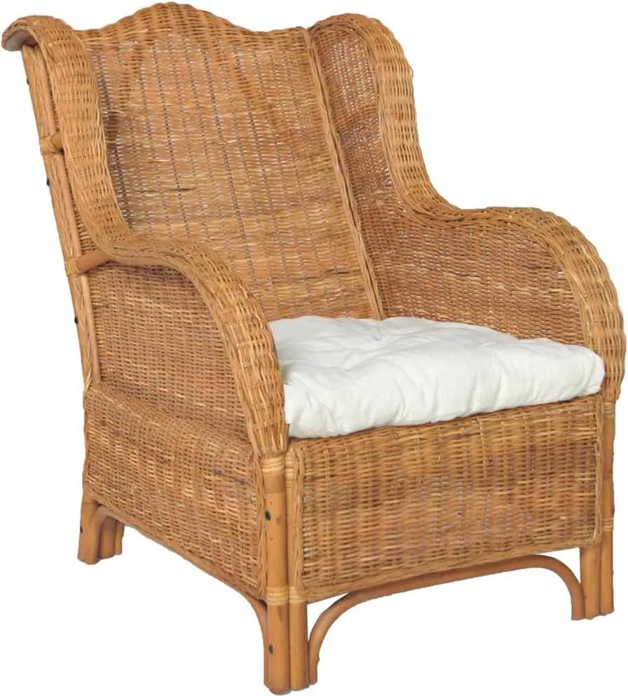 325465 vidaXL Диван с възглавница, светлокафяв, естествен ратан и лен