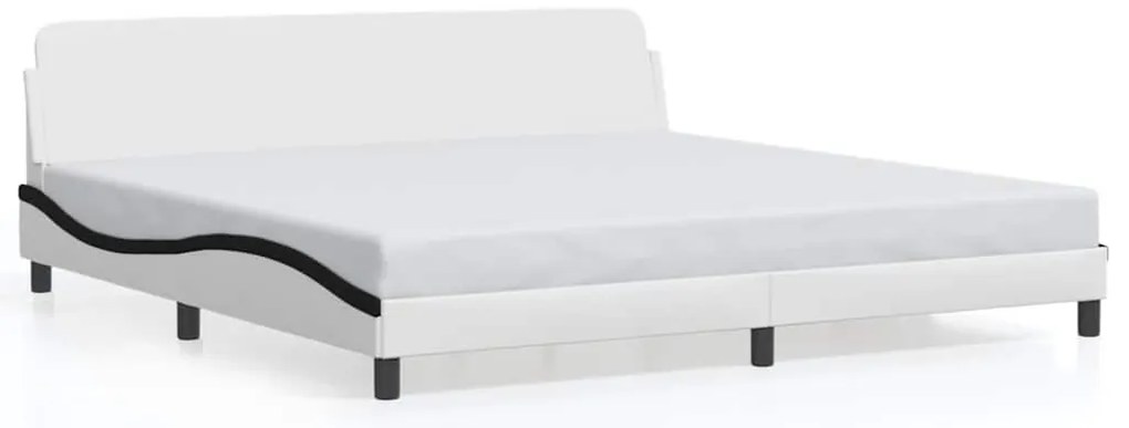 373264 vidaXL Рамка за легло Dover, бяла, черна, 200x200см, изкуствена кожа