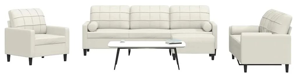 3278469 vidaXL Мека мебел от 4 части с възглавници и болстери кремав кадифе