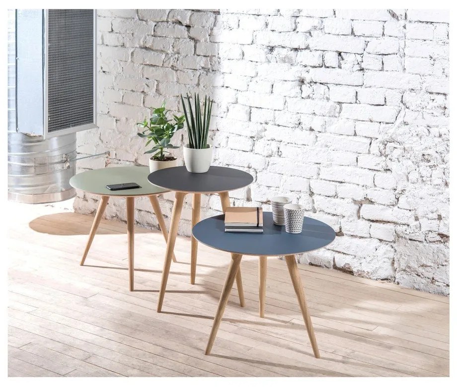 Странична маса от дъбово дърво с черен плот , ⌀ 55 cm Arp - Gazzda