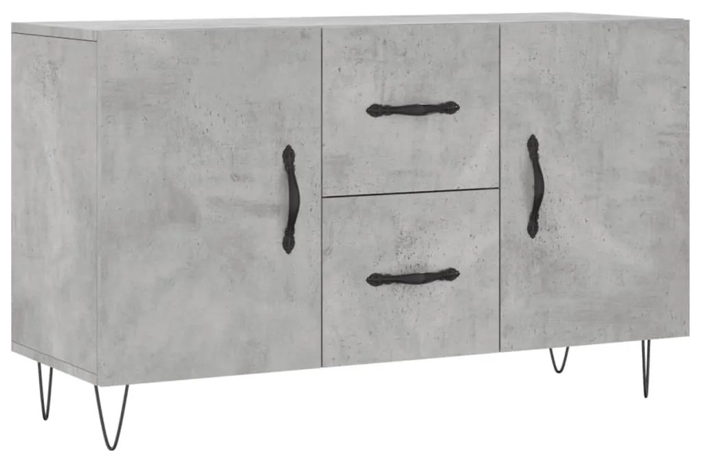 828168 vidaXL Сайдборд, бетонно сив, 100x36x60 см, инженерно дърво