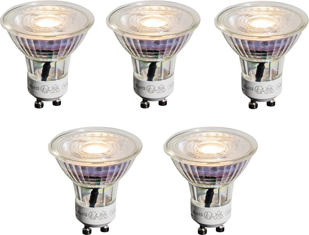 Комплект от 5 GU10 50mm LED крушки прозрачни 3.5W 330 lm 3000K