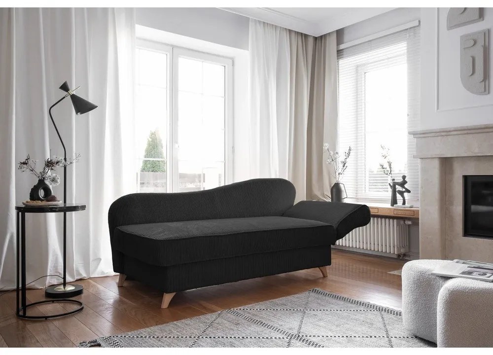 Антрацитен шезлонг от рипсено кадифе (десен ъгъл) Chic Charlotte – Miuform