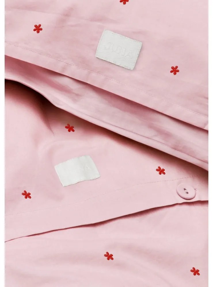 Розово единично спално бельо от памук перкал 140x200 cm Daisy – JUNA