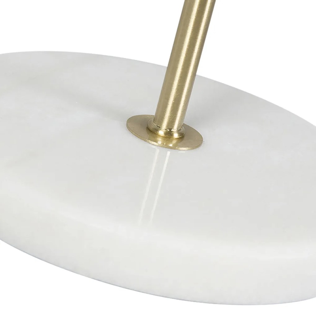 Настолна лампа месинг с кадифен абажур Taupe 35 см - Kaso