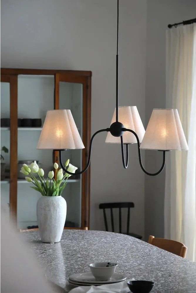 Бежово метално висящо осветително тяло с текстилен абажур Veya – Markslöjd