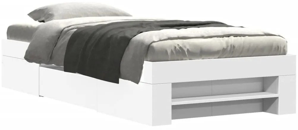 3295492 vidaXL Рамка за легло, бяла, 90x200 см, масивно дърво