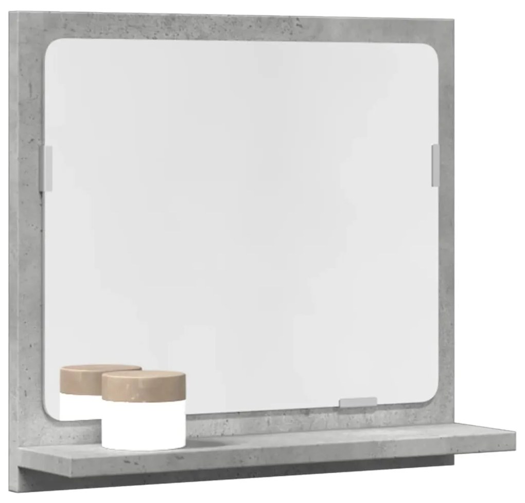 856182 vidaXL Шкаф за баня с огледало бетонно сив 40x11x37 см инженерно дърво