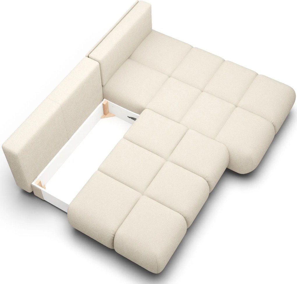 Ъглов Диван Лимо - Бежов Отворен - Десен