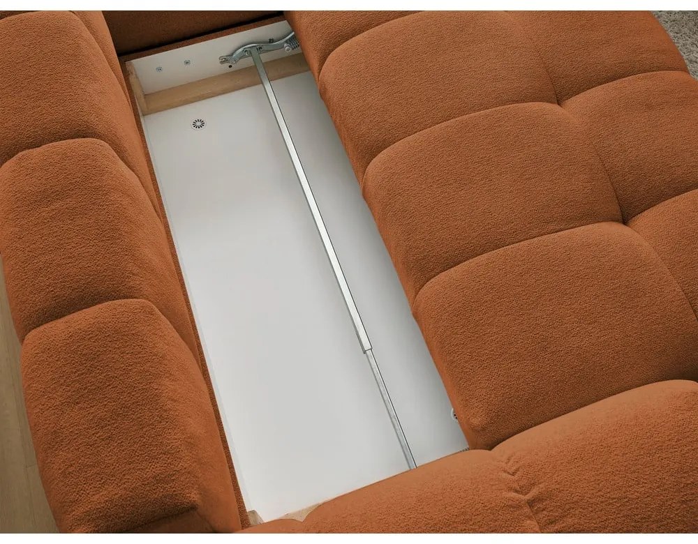 Теракотен шенилов сгъваем/с място за съхранение ъглов диван (десен ъгъл/L форма) Everest – Bobochic Paris