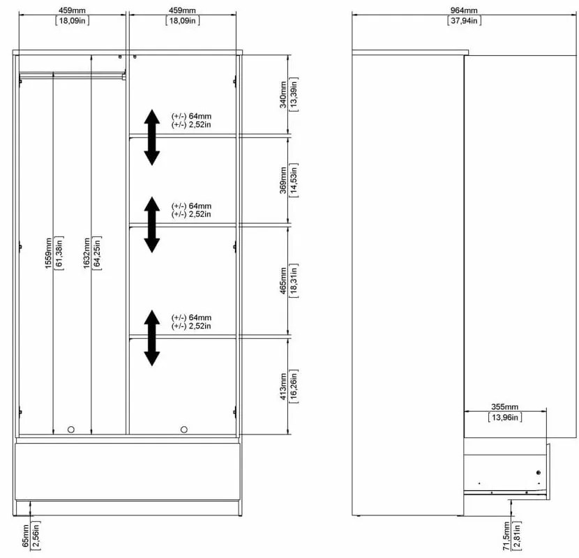 Бял гардероб 99x201 cm Naia - Tvilum