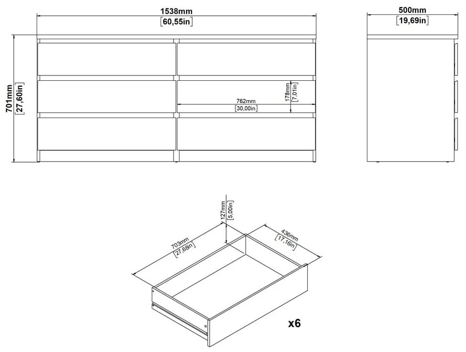 Скрин от дъбов декор в естествен цвят 154x70x50 cm Naia – Tvilum