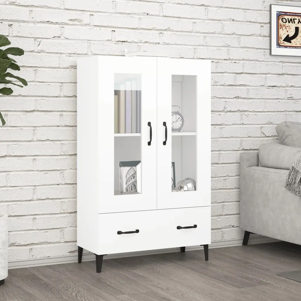 812555 vidaXL Висок шкаф, бял, 70x31x115 см, инженерно дърво
