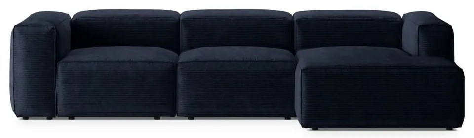 Тъмносин ъглов диван от рипсено кадифе (десен ъгъл) Bergano – Cosmopolitan Design
