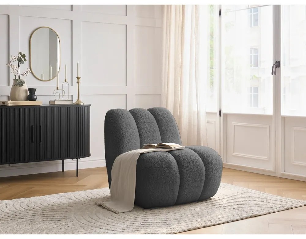 Тъмносиво кресло от прежда с примки от букле Janissaire – Bobochic Paris