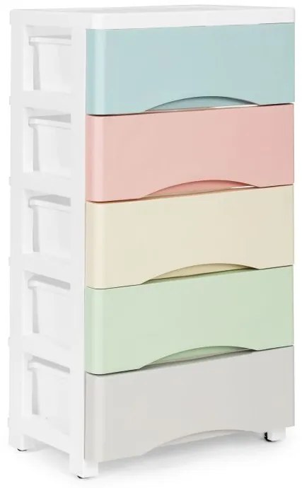Рафт с 5 чекмеджета в пастелни цветове