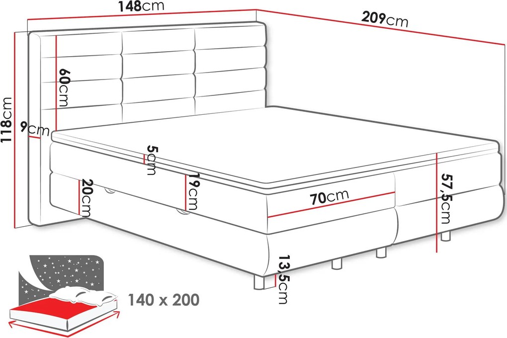Тапицирано легло Symphony-Anthraki-140 x 200