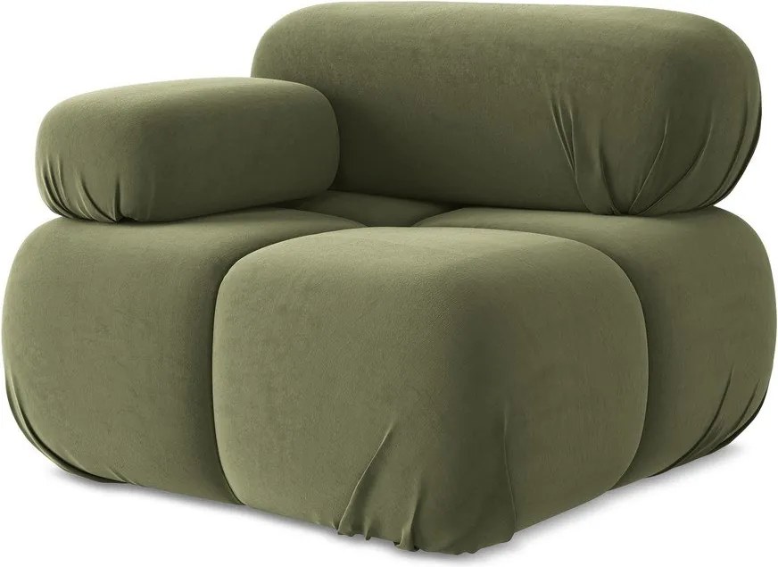 Светлозелен кадифен модул за диван (ляв ъгъл) Lokua – Makamii