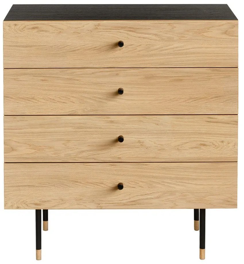 Черен и естествен висок скрин от дъб 80x87 cm Jugend – Woodman