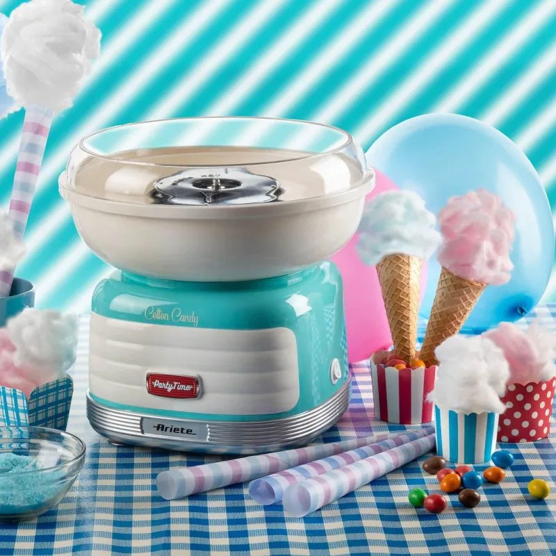 Машина за захарен памук Ariete COTTON CANDY PARTY TIME 2973/01, 450W, Вграден дозатр, Тюркоаз