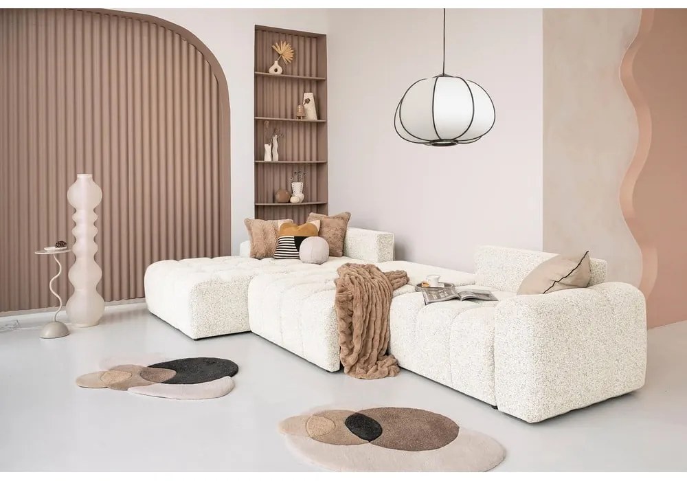 Кремав разтегателен модулен ъглов диван с място за съхранение (ляв ъгъл) Lulu – Miuform