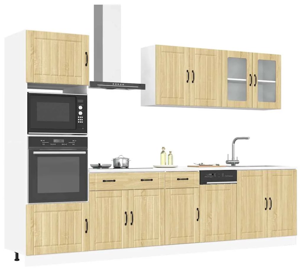 3314744 vidaXL Комплект кухненски шкафове, 7 части, "Lucca", дъб сонома, инженерно дърво