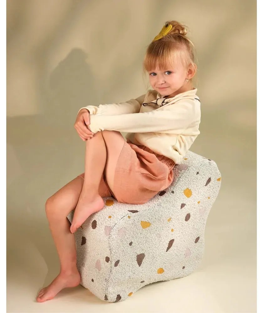 Бял детски пуф от букле и шенил Terrazzo Cloud – Wigiwama