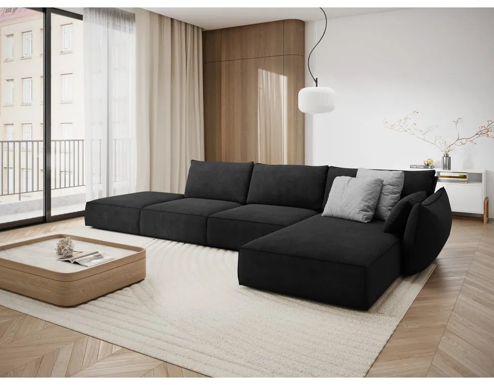 Тъмносив ъглов диван (десен ъгъл) Vanda - Mazzini Sofas