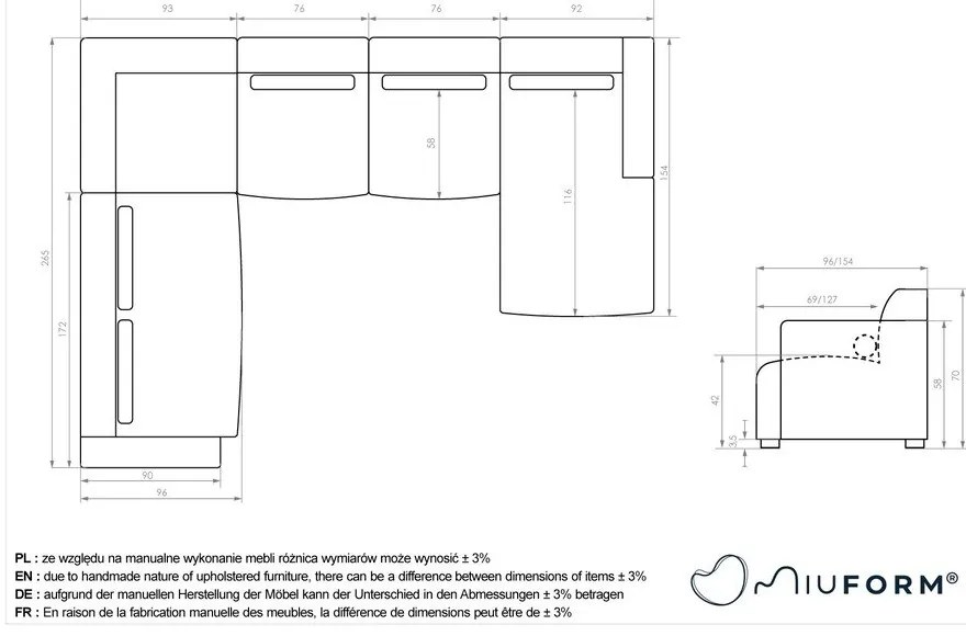 Бежов ъглов диван (ляв ъгъл/"U" форма) Flex Felix – Miuform