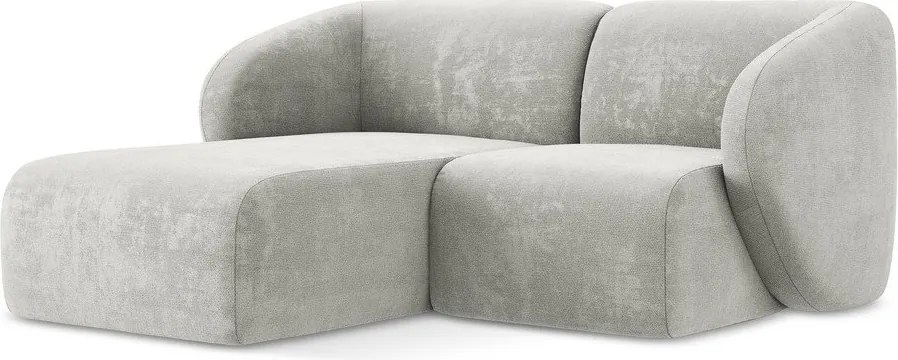 Светлосив шенилов ъглов диван (ляв ъгъл) Lani – Makamii