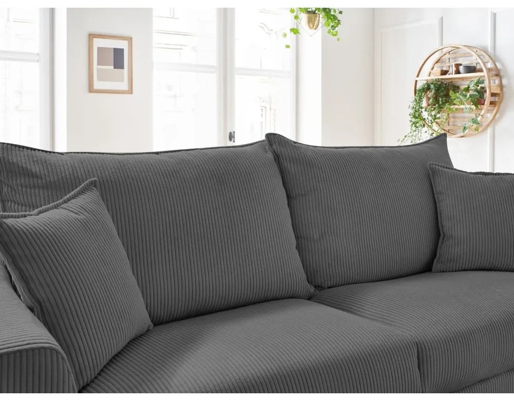 Сив разтегателен диван от рипсено кадифе 225 cm Augustin – Bobochic Paris