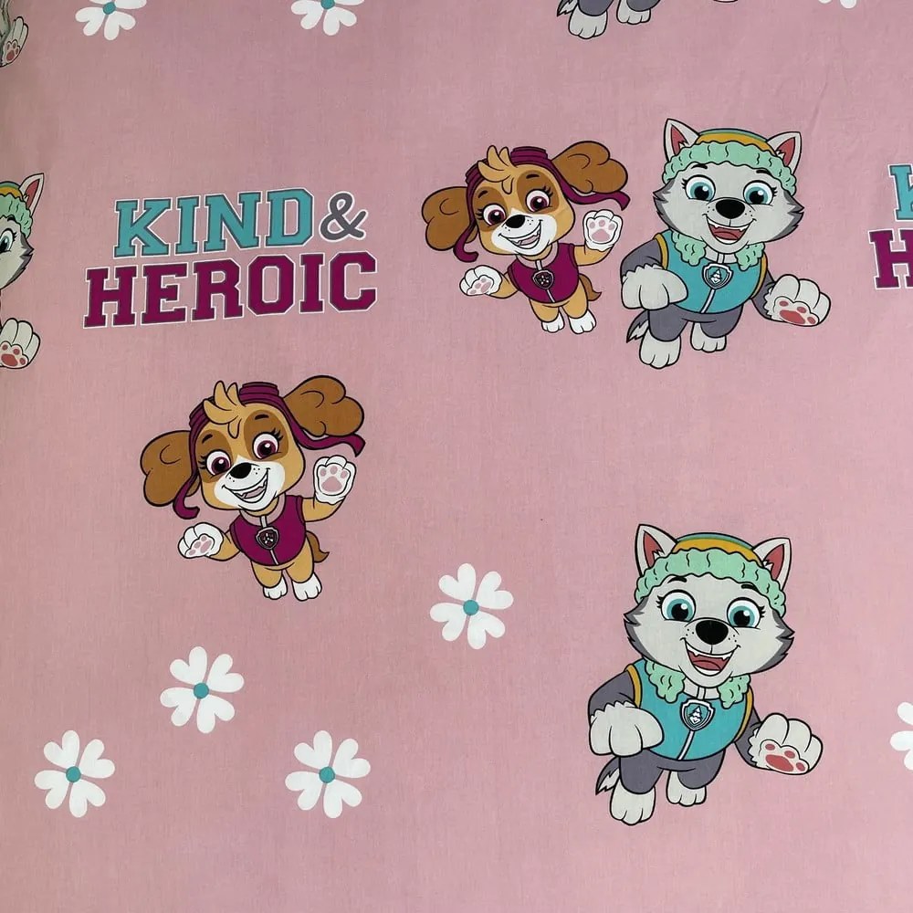 Розово единично памучно детско спално бельо 140x200 cm Paw Patrol "Heroic" – Jerry Fabrics
