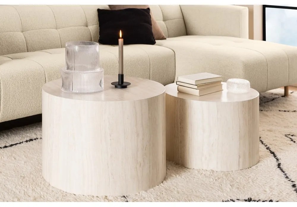 Бежови кръгли масички за кафе в комплект от 2 бр. от камък ø 58 cm Dice – Actona