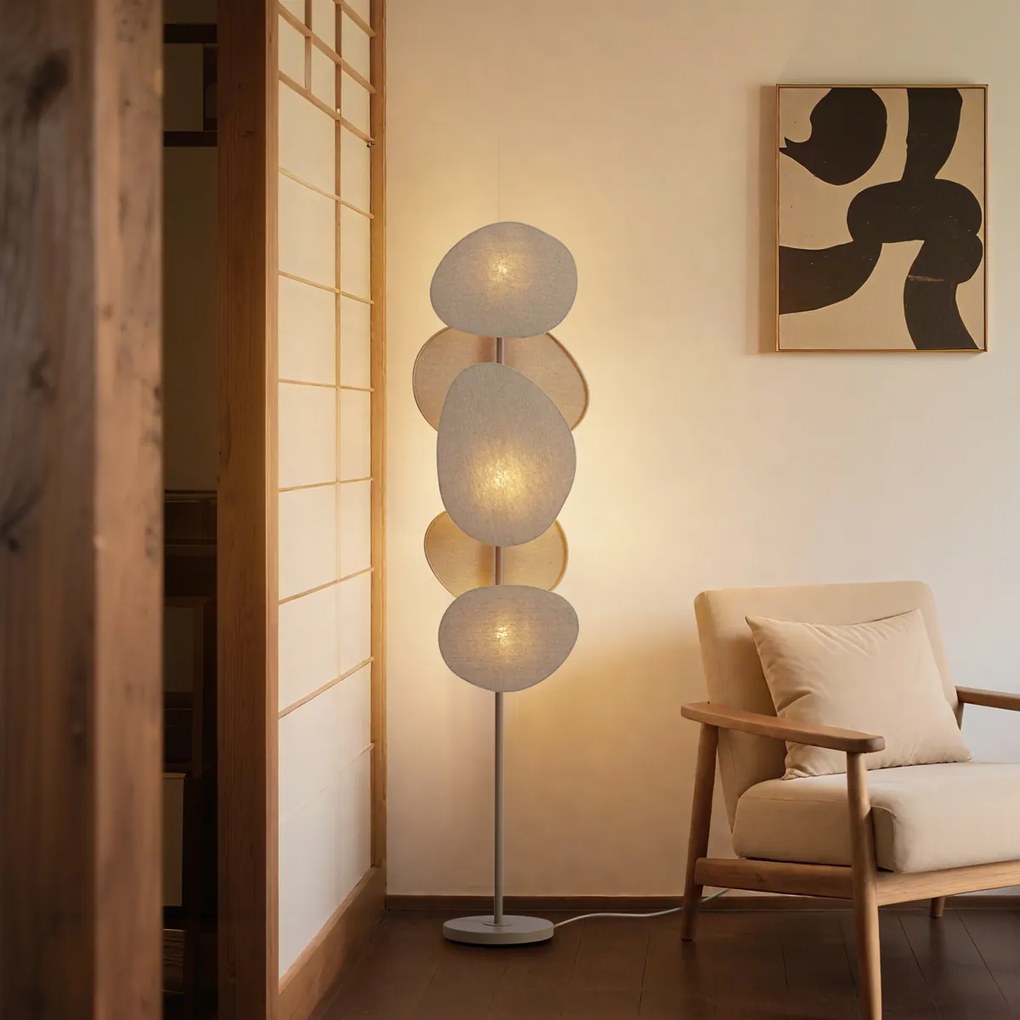 Japandi подова лампа бежова 3 светлини - Organica