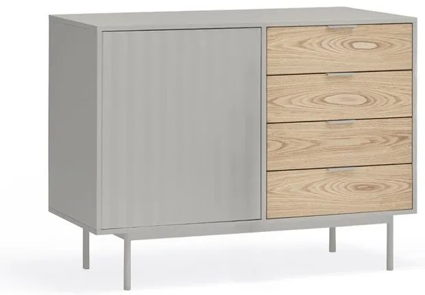 Сив/естествен нисък скрин от декор от дъб 108x80 cm Sierra – Teulat