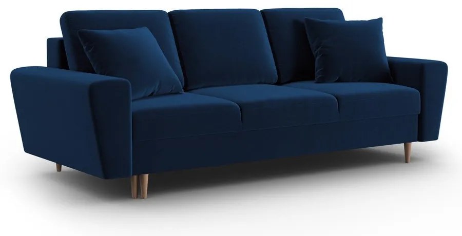Син кадифен разтегателен диван с място за съхранение 235 cm Kyoto – Cosmopolitan Design
