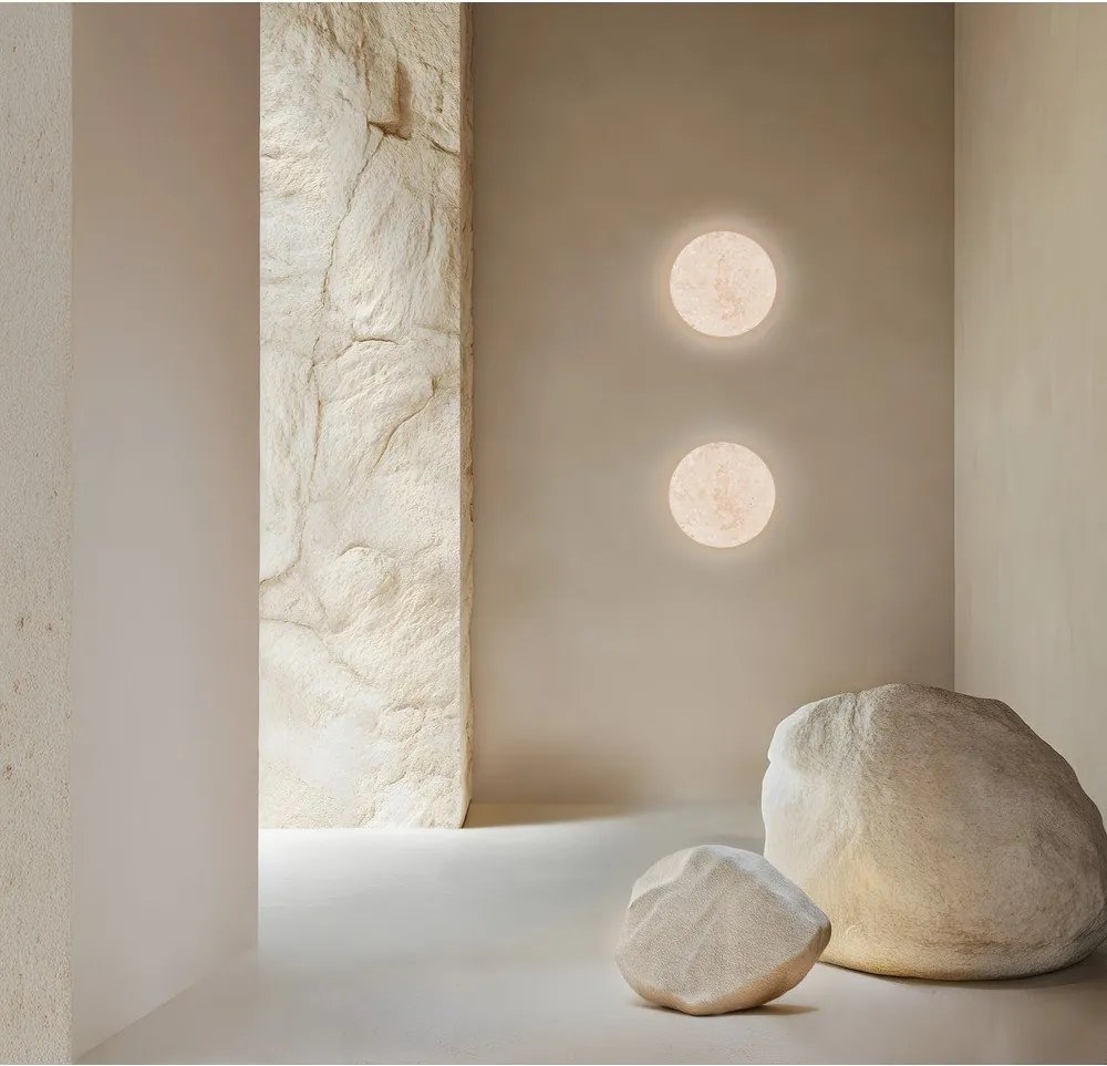 Каменна LED затъмняваща се стенна лампа в матово бял цвят Bobbin – Trio Select