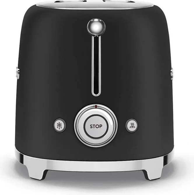 Тостер за хляб SMEG 50's Style TSF01BLMEU, 950W, 2 филии, 6 нива, Тавичка за трохи, Вграден кабел, Неръждаема стомана, Черен мат