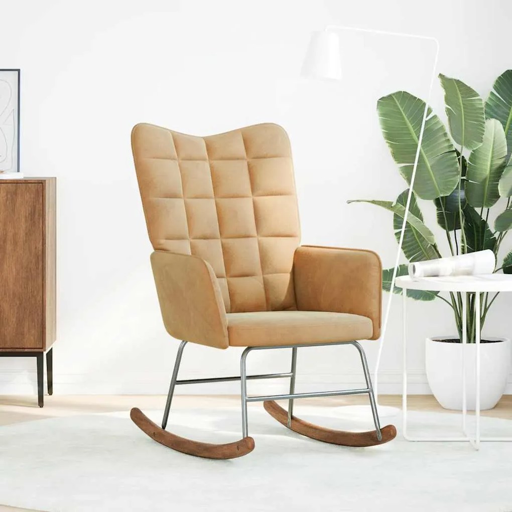 4016840 vidaXL Люлеещ стол, кафяв, кадифе