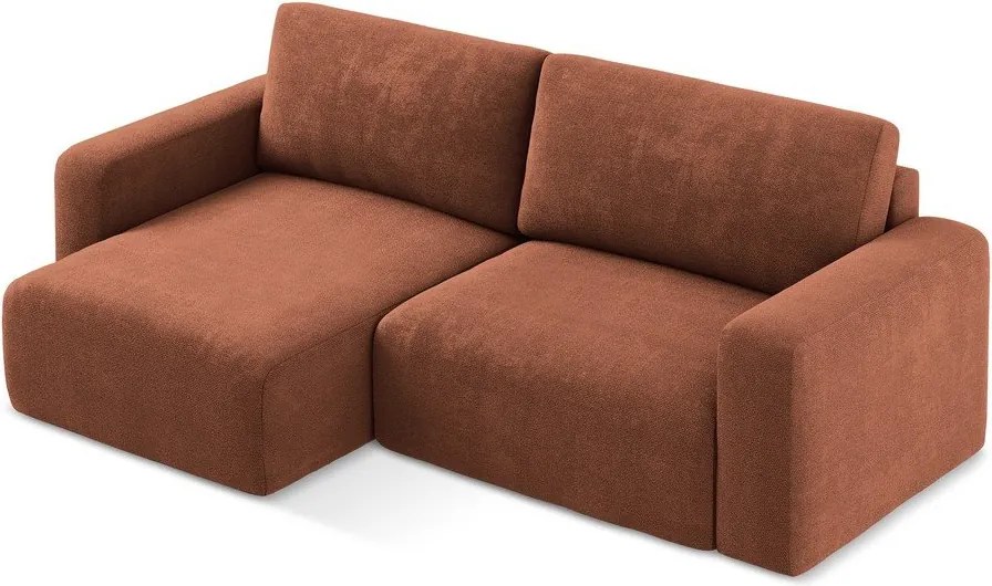 Теракотен шенилов сгъваем/с място за съхранение ъглов диван (ляв ъгъл) Kona – Makamii