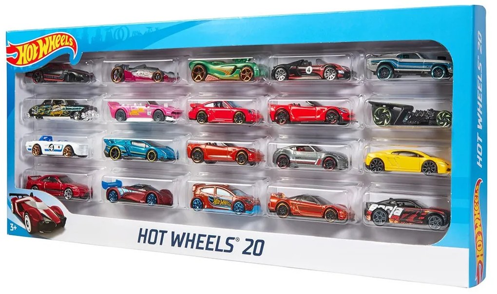 Hot Wheels - Комплект 20 бр. метални колички 1:64, асортимент