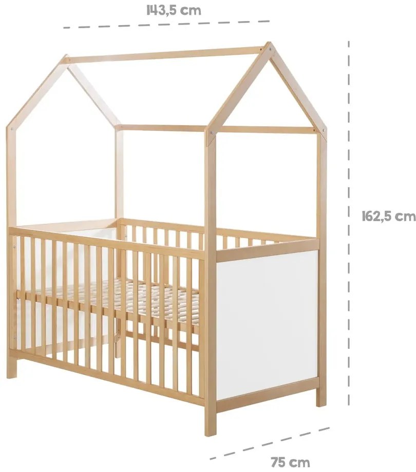 Детско легло в бял и естествен цвят 70x140 cm - Roba