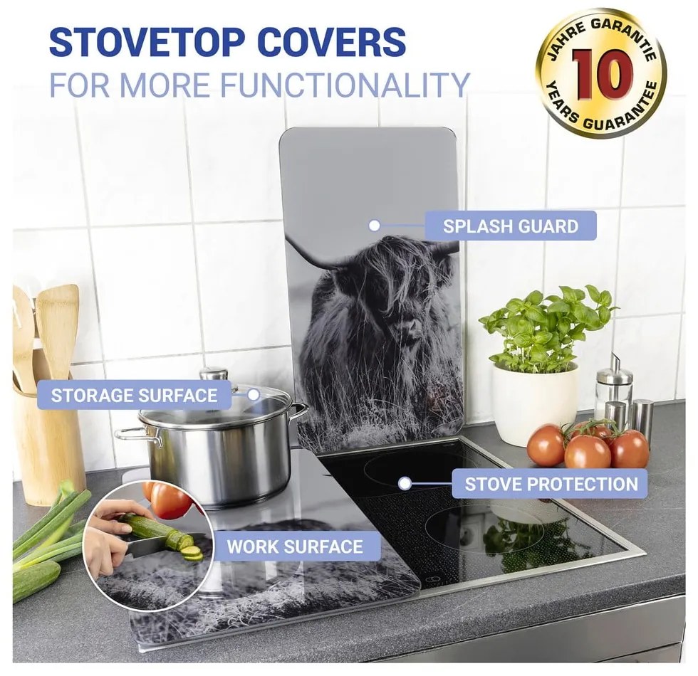 Капаци за печка от закалено стъкло 2 бр. 30x52 cm Universal Highland Cattle – Wenko