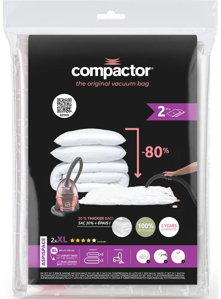 Вакуумни торбички в комплект от 2 броя Premium Valve XL – Compactor
