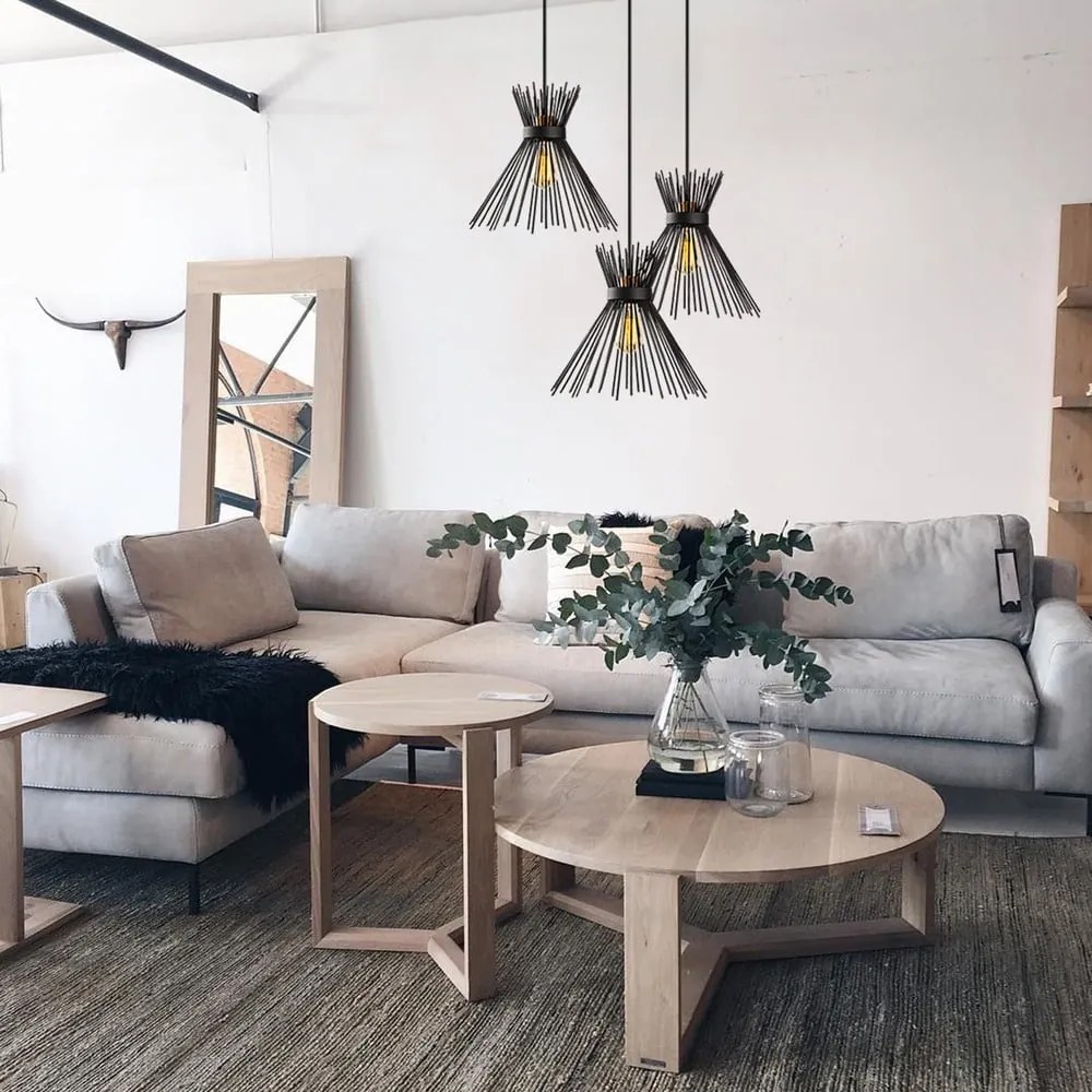 Черно висящо осветително тяло с метален абажур ø 63 cm Kirpi – Opviq lights